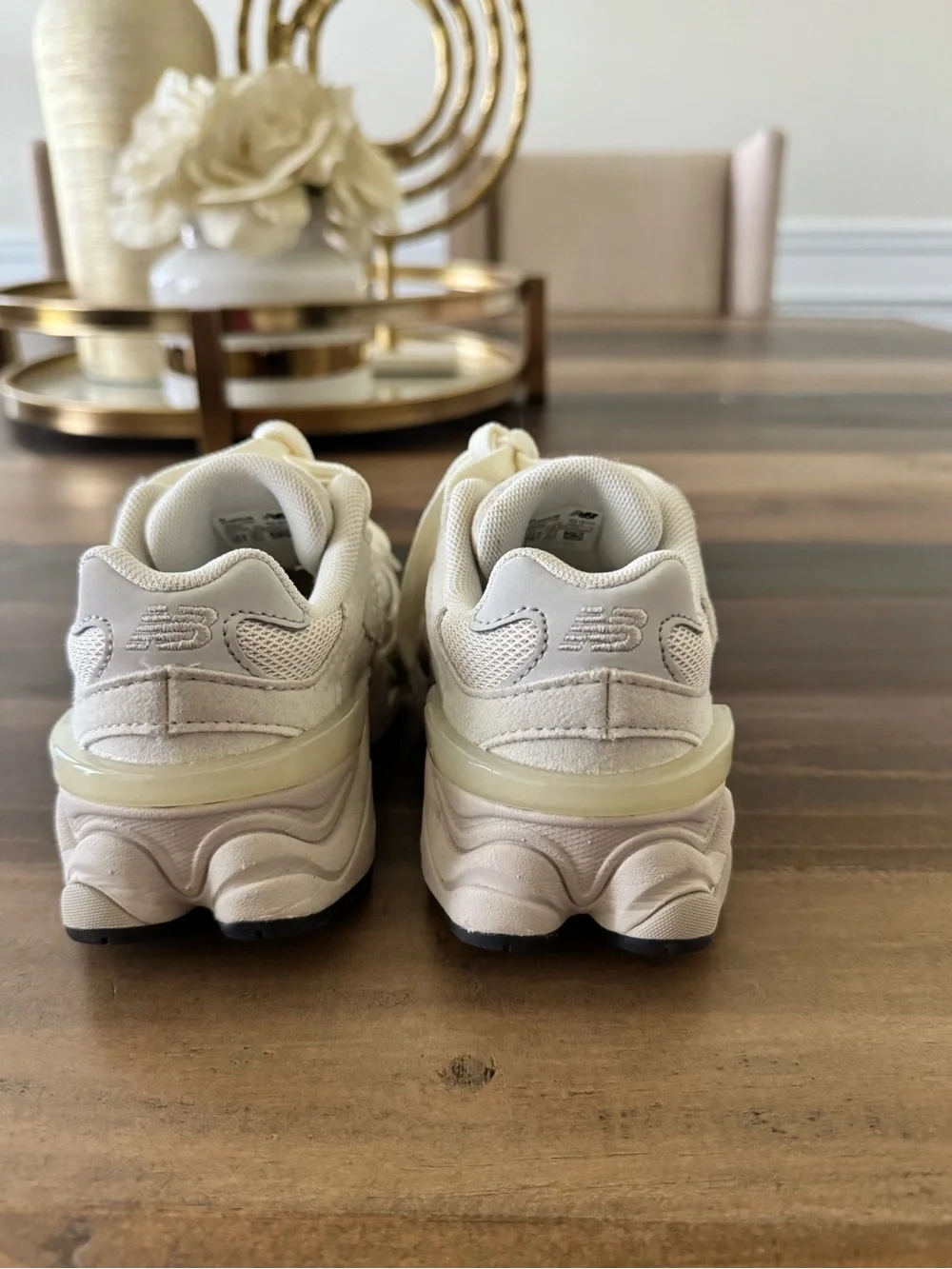 New Balance Toddler Cream/Tan Mesh Suede Chunky Sneaker